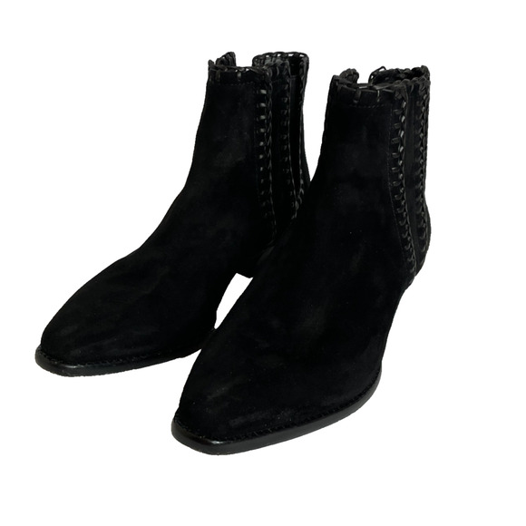 Women's 8.5 Michael Kors Collection Presley Whipstitch Black Suede Chelsea Boots - Picture 1 of 9
